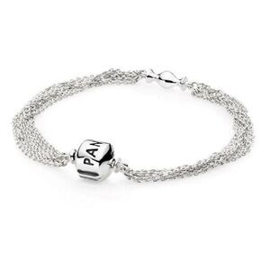 Pandora Multi-Strand Silver Bracelet Retired Size 7.9in